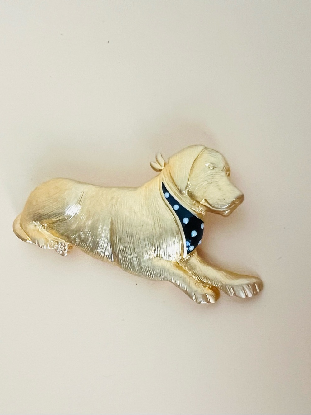 Gold tone Dog Figurine brooch with Black Bandana